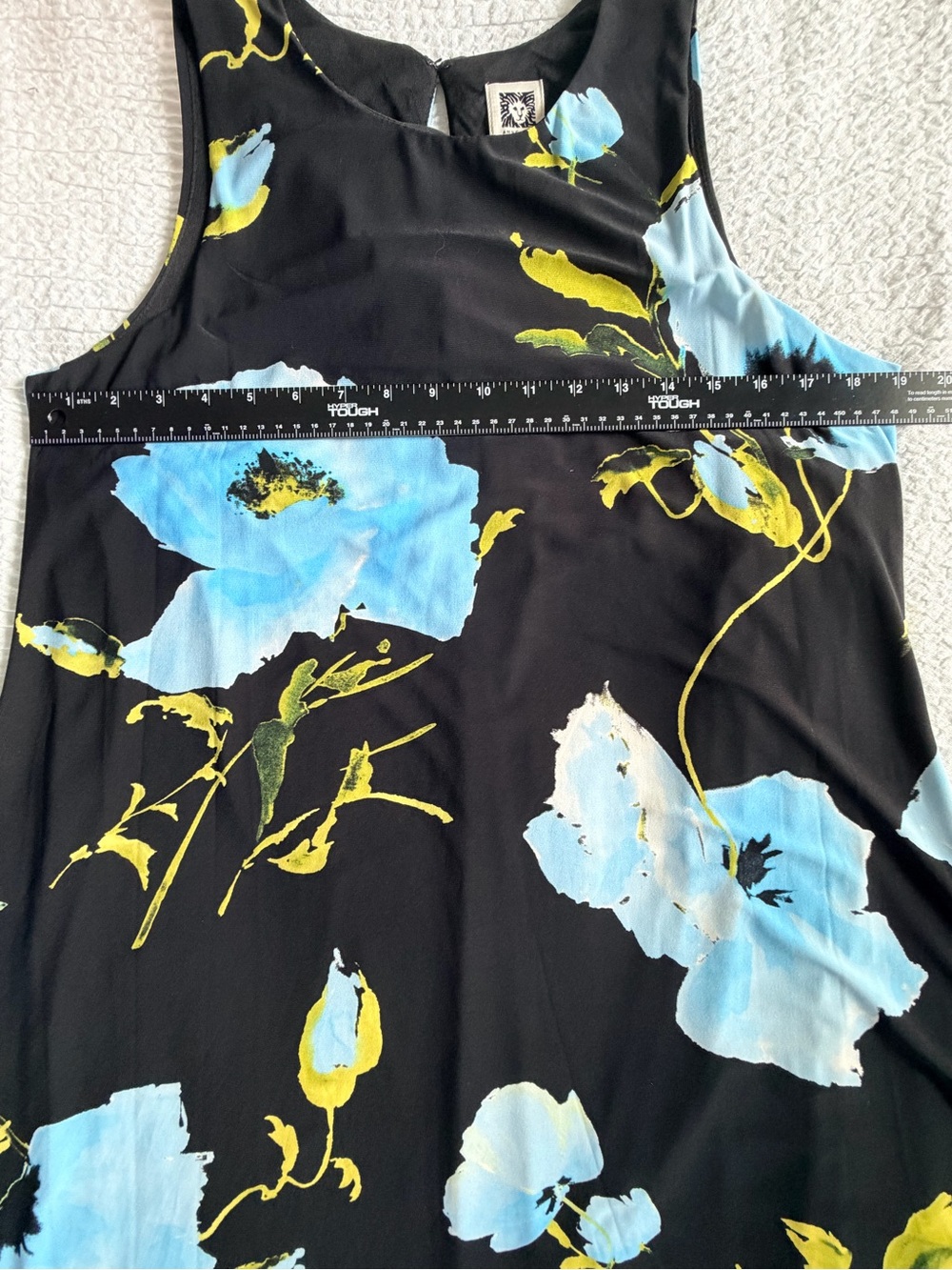 Anne Klein Black Blue Floral Sleeveless Dress - Picture 6 of 6